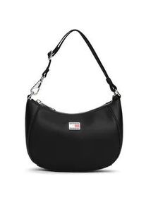 Tommy Hilfiger Schultertasche TOMMY JEANS "TJW DAILY ELEVATED SHOULDER BAG", Damen, Gr. B/H/T: 20cm x 13,5cm x 6cm, schwarz, Lederimitat, Taschen Schultertasche, Damen Tragetasche mit verl&auml;ngerbarem Trageriemen