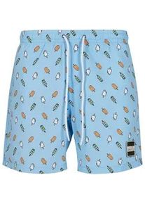 Badeshorts Urban Classics "Urban Classics Herren Pattern Swim Shorts", Herren, Gr. XL, US-Gr&ouml;&szlig;en, lightblau, ice, 100% Polyester, Badehosen Badeshorts