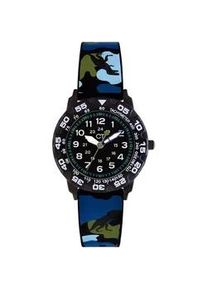 Quarzuhr Cool Time "The Cool Dino Camouflage", schwarz, hellblau, blau, khaki, Armbanduhren, Kinder, Quarzuhr, Armbanduhr, Silikonarmband, Kinderuhr, Junge, analog