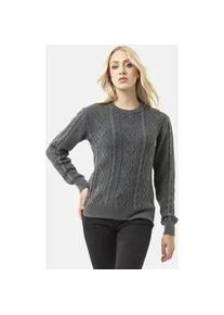 Cipo & Baxx Strickpullover CIPO & BAXX "WP267", Damen, Gr. M, anthrazit, 100% Baumwolle, unifarben, regular fit, Rundhals, Rippstrickb&uuml;ndchen, Pullover Strickpullover, mit Zopfmuster