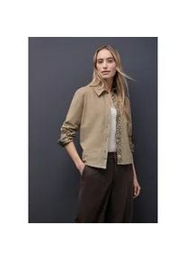 Langarmbluse Street One, Damen, Gr. 38, flowing beige, Web, Obermaterial: 100% Baumwolle, unifarben, l&auml;ssig geschnitten h&uuml;ftbedeckend, Rundhals, 2-Knopf-Manschette, Blusen, mit Tapedetails im Leo-Look