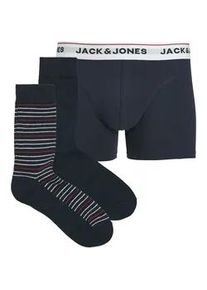 Jack & Jones Boxershorts JACK & JONES "JACORDINARY GIFTBOX", Herren, Gr. S, 2 Stk., navy blazer pack:navy blazer stripes, navy blazer solid, Jersey, Obermaterial: 95% Baumwolle, 5% Elasthan, gestreift, unifarben, bequem, Unterhosen