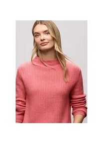 Stehkragenpullover Street One, Damen, Gr. 40, striking coral meliert, Web, 37% Baumwolle, 34% Polyacryl, 26% Polyester, 3% Elasthan, unifarben, normal normal, hoch geschlossener Ausschnitt, Rippb&uuml;ndchen, Pullover Stehkragenpullover, mit Struktur-Optik