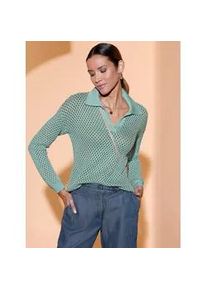 CR&Eacute;ATION L Strickpullover CREATION L "Ajour-Pullover", Damen, Gr. 52, mint, sesam, 50% Baumwolle, 50% Modal, unifarben, Pullover Strickpullover