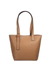 Shopper Bugatti "ZITA", Damen, Gr. B/H/T: 32cm x 25cm x 14cm onesize, braun (cognac), Kunstfaser, leicht gl&auml;nzend, unifarben, Taschen Shopper