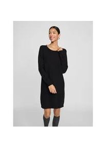Strickkleid Vila "VIRIL KNIT DRESS", Damen, Gr. L, N-Gr, schwarz, Feinstrick, Obermaterial: 50% Viskose, 27% Nylon, 23% Polyester, regular fit kniefrei, Rundhals, B&uuml;ndchen, Kleider Strickkleid, trageangenehme Viskosemischung