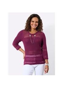 3/4 Arm-Pullover Casual Looks "Ajour-Pullover", Damen, Gr. 46, malve, 50% Baumwolle, 50% Polyacryl, unifarben, Pullover