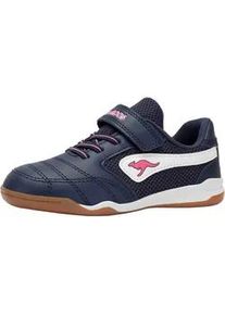 Indoorschuh Kangaroos "K-BRACEYARD EV", M&auml;dchen, Gr. 38, dk navy, daisy pink, Mesh, Synthetik, Schuhe, Hallenschuh f&uuml;r Kinder und Jugendliche, mit Klettverschluss