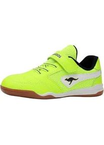 Indoorschuh Kangaroos "K-BRACEYARD EV", M&auml;dchen, Gr. 36, neon gelb, jet schwarz, Mesh, Synthetik, Schuhe, Hallenschuh f&uuml;r Kinder und Jugendliche, mit Klettverschluss