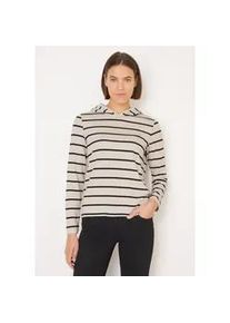 Kapuzenshirt Cecil, Damen, Gr. L (42), light greige, Stoff, 80% Viskose, 16% Polyester, 4% Elasthan, gestreift, comfort fit normal, ohne Ausschnitt, abgesteppt, Shirts Kapuzenshirt, aus softem Materialmix