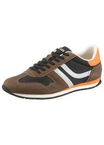 Sneaker BOSS ORANGE "Levon_Runn_", Herren, Gr. 44, braun, schwarz, Lederimitat, Textil, kontrastfarbene Details, unifarben mit Farbeins&auml;tzen, Schuhe Sneaker, Freizeitschuh, Halbschuh, Schn&uuml;rschuh mit Kontrastbes&auml;tzen