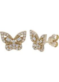 Paar Ohrstecker Firetti "Schmuck Geschenk Silber 925 Ohrschmuck Ohrringe Schmetterling", gelbgoldfarben, kristallwei&szlig;, kristallwei&szlig;, Ohrringe, Damen, Silber 925 (Sterlingsilber), mit Zirkonia (synth.)