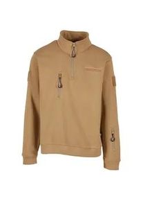Troyer BRANDIT "Brandit Tactical Sweat Troyer", Herren, Gr. XXL, camel, 100% Polyacryl, unifarben, normal, amerikanischer Ausschnitt, Pullover Troyer