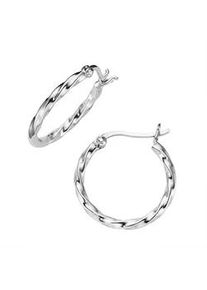 Paar Creolen Firetti "Schmuck Geschenk Silber 925 Ohrschmuck Ohrringe gekordelt strukturiert", silberfarben, Ohrringe, Damen, 20mm, Silber 925 (Sterlingsilber)