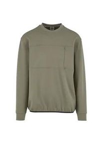 Sweater Urban Classics "Urban Classics Scuba Zip Pocket Crew", Herren, Gr. XL, palegr&uuml;n, 95% Polyester, 5% Elasthan, unifarben, Rundhals, Sweatshirts Sweater