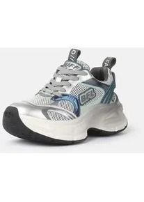 Plateausneaker Buffalo "RIDR ONE", Damen, Gr. 42, grau, silberfarben, gr&uuml;n, Lederimitat, Synthetik, Textil, kontrastfarbene Details, Schuhe Plateausneaker, Halbschuh, Schn&uuml;rschuh, Chunky-Sneaker mit trendy Plateausohle