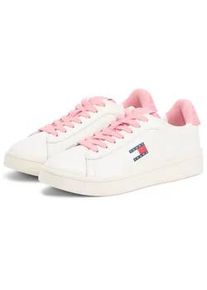 Tommy Hilfiger Plateausneaker TOMMY JEANS "ARCHIVE' 98", Damen, Gr. 35, ivory, rose, Nappaleder, Textil, unifarben mit Farbeins&auml;tzen, Basic, Schuhe Plateausneaker, Freizeitschuh, Halbschuh, Schn&uuml;rer mit Kontrastbesatz an der Ferse