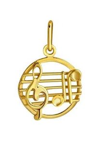 Kettenanh&auml;nger Firetti "Schmuck Geschenk Gold 375 Halsschmuck Anh&auml;nger Halskette Noten", gold (gelbgoldfarben), Schmuckanh&auml;nger, Damen, Gelbgold 375, 0,75 g, Kettenanh&auml;nger