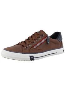 Sneaker Tom Tailor, Herren, Gr. 45, braun, Lederimitat, Schuhe Sneaker, Freizeitschuh, Halbschuh, Schn&uuml;rschuh mit Au&szlig;en-Rei&szlig;verschluss