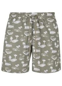 Badeshorts Urban Classics "Urban Classics Herren Pattern Swim Shorts", Herren, Gr. 3XL, US-Gr&ouml;&szlig;en, paleolive, wei&szlig;, 100% Polyester, Badehosen Badeshorts
