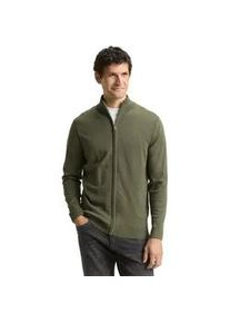 Strickjacke Tom Tailor, Herren, Gr. XXL, tea leaf melange, Strick, Obermaterial: 100% Baumwolle, meliert, regular fit taillenbedeckt, ohne Ausschnitt, Rippb&uuml;ndchen, Strickjacken Strickjacke, mit Logo Stickerei