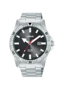 Solaruhr Lorus, silberfarben, schwarz, Armbanduhren, Herren, Armbanduhr, Herrenuhr, Edelstahlarmband, analog, Datum