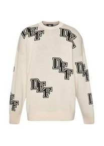 Rundhalspullover DEF "DEF Herren DEF Knit Crewneck", Herren, Gr. L, schwarz, 50% Polyacryl, 50% Baumwolle, mehrfarbig, relaxed fit, Rundhals, Pullover Rundhalspullover