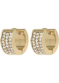 Adelia&acute;s Klappcreolen ADELIA ́S "Damen Ohrringe &ndash; Klappcreole aus Edelstahl mit Strass Steinchen", Damen, Gr. Damen, Edelstahl, gold, Ohrringe Klappcreolen, Zum Verschenken an Menschen, die Ihnen am Herzen liegen