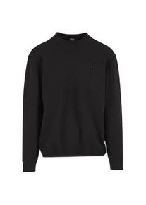 Sweater Urban Classics "Urban Classics Scuba Zip Pocket Crew", Herren, Gr. L, schwarz, 95% Polyester, 5% Elasthan, unifarben, Rundhals, Sweatshirts Sweater