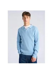 Strickpullover LINDBERGH "Strickpullover Relaxed Fit", Herren, Gr. L, soft blau, Obermaterial: 80% Baumwolle, 20% Polyester, V-Ausschnitt, Pullover Strickpullover