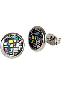 Paar Ohrstecker DeMarie "Edelstahl mit Silber-/Goldeinlage", Damen, Gr. one-size, Edelstahl, bunt (mehrfarbig), Ohrringe