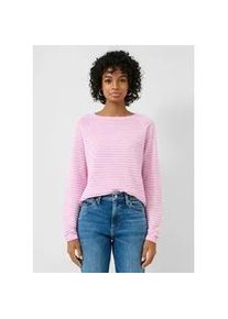 Strickpullover QS, Damen, Gr. S (36), light pink, Strick, Obermaterial: 65% Polyester, 35% Viskose, regular fit h&uuml;ftlang, Rundhals, Rollkante, Pullover Strickpullover, mit Strukturmuster
