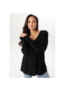Strickpullover ANISTON PLUS, Damen, Gr. 54, schwarz, Strick, Obermaterial: 100% Polyacryl, l&auml;ssig geschnitten Po-bedeckend, V-Ausschnitt, Rippstrickb&uuml;ndchen, Pullover Strickpullover, im dezenten Ajour-Strickmuster