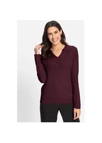 Polokragenpullover Inspirationen "Polopullover", Damen, Gr. 48, rot (burgund), 45% Viskose, 37% Wolle, 15% Polyamid, 3% Kaschmir, unifarben, Pullover