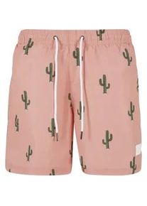 Badeshorts Urban Classics "Urban Classics Herren Pattern Swim Shorts", Herren, Gr. XXL, US-Gr&ouml;&szlig;en, cactus aop, 100% Polyester, Badehosen Badeshorts