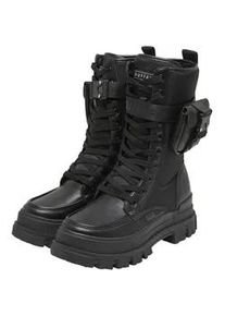Stiefel Buffalo "Buffalo ASPHA COM HI - VEGAN NAPPA/NYLON", Damen, Gr. 36, schwarz, Kunstfaser, unifarben, Schuhe Stiefel