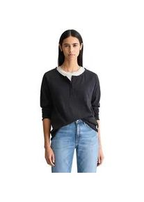 Marc O'Polo Langarmshirt MARC O'POLO DENIM "aus Organic Cotton", Damen, Gr. XXS, blau depths, Obermaterial: 100% Baumwolle, unifarben, Basic, relaxed fit, Serafino, Shirts Langarmshirt