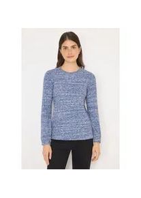 Langarmshirt Cecil, Damen, Gr. XL (44), urban dunkelblau melange, Web, 40% Baumwolle, 40% Viskose, 17% Polyester, 3% Elasthan, meliert, normal normal, Rundhals, abgesteppt, Shirts Langarmshirt, mit Rundhalsausschnitt