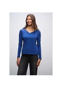 Langarmshirt Street One, Damen, Gr. 40, amparo blau, Web, Obermaterial: 50% Baumwolle, 50% Modal; Futter: 100% Baumwolle, unifarben, normal normal, Rundhals, abgesteppt, Shirts Langarmshirt, im soften Baumwoll-Mix