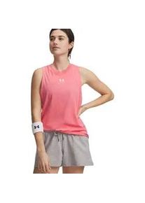 Trainingstop Under Armour "UA RIVAL MUSCLE TANK", Damen, Gr. XXL, bittersweet pink,, wei&szlig;, Obermaterial: 57% Baumwolle, 38% Polyester, 5% Elasthan, Rundhals, gerader Abschluss, Tops, sportlicher Stil, mit Logodruck, &auml;rmellos, mit Rundhalsausschnitt