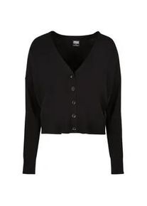 Strickjacke Urban Classics "Urban Classics Damen Ladies Eco Viscose Oversized Cardigan", Damen, Gr. L, schwarz, 52% Viskose, 28% Polyester, 20% Polyamid, unifarben, oversize, V-Ausschnitt, Strickjacken Strickjacke