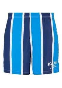 Badeshorts Karl Kani "Karl Kani Herren KM242-037-1 Retro Striped Boardshorts", Herren, Gr. XS, US-Gr&ouml;&szlig;en, aqua, navy, wei&szlig;, 100% Polyester, Badehosen Badeshorts
