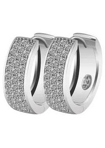 Adelia&acute;s Klappcreolen ADELIA ́S "Damen Ohrringe &ndash; Klappcreole aus 925 Silber mit Zirkonia", Damen, Gr. Damen, Silber 925 (Sterlingsilber), silber, Ohrringe Klappcreolen, Ideal als Geschenk zum Jubil&auml;um