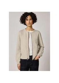 Cardigan Street One, Damen, Gr. 40, cotton beige, Stoff, 70% Polyester, 25% Viskose, 5% Elasthan, Strukturmuster, normal normal, Rundhals, B&uuml;ndchen, Strickjacken, mit Struktur