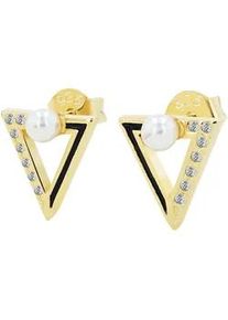 Adelia&acute;s Paar Ohrh&auml;nger ADELIA ́S "Damen Ohrringe &ndash; Ohrstecker aus 925 Silber mit Perle", Damen, Gr. Damen, Silber 925 (Sterlingsilber), gold, Ohrringe, Perfekt als Geschenk zum einfach so