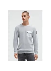 Rundhalspullover CAMP DAVID, Herren, Gr. M, grau, Strick, Material: 100% Baumwolle, unifarben, regular fit normal, Rundhals, eingesetzt Rippb&uuml;ndchen, Pullover Rundhalspullover, mit nach au&szlig;en gekehrten N&auml;hten