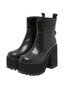 Stiefel Buffalo "Buffalo KILLAH ZIP BOOT MID - VEGAN NAPPA", Damen, Gr. 40, schwarz croco, Polyurethan, unifarben, Schuhe Stiefel
