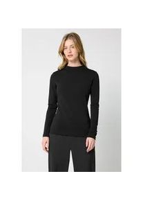 Langarmshirt STREET ONE STUDIO, Damen, Gr. 46, schwarz, Web, 48% Baumwolle, 47% Modal, 5% Elasthan, unifarben, comfort fit normal, ohne Ausschnitt, abgesteppt, Shirts Langarmshirt, mit Turtleneck