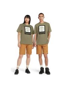 T-Shirt Timberland "STACK LOGO Colored Short Sleeve Tee", Herren, Gr. M, leaf gr&uuml;n, Jersey, Obermaterial: 100% Baumwolle, Rundhals, Shirts T-Shirt, UNISEX