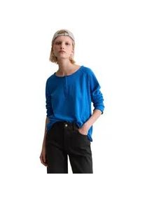 Marc O'Polo Langarmshirt MARC O'POLO DENIM "aus Organic Cotton", Damen, Gr. L, pale cobalt, Obermaterial: 100% Baumwolle, unifarben, Basic, relaxed fit, Serafino, Shirts Langarmshirt